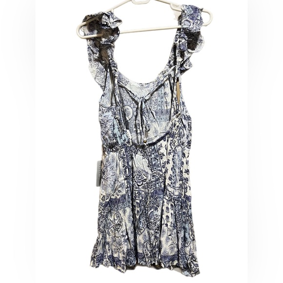 NWT! ANGIE Open Tie back Dress with Tiered Skirt and Ruffles, Size M - Picture 6 of 7